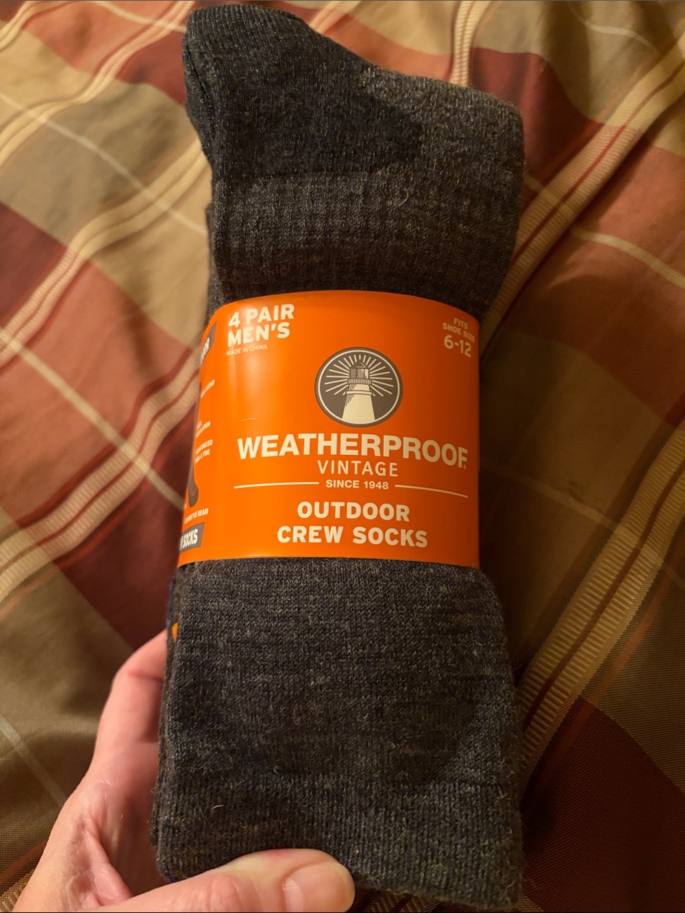 NWT Weatherproof Men 4 Pairs Outdoor Crew Socks Wool Blend brown gray black navy